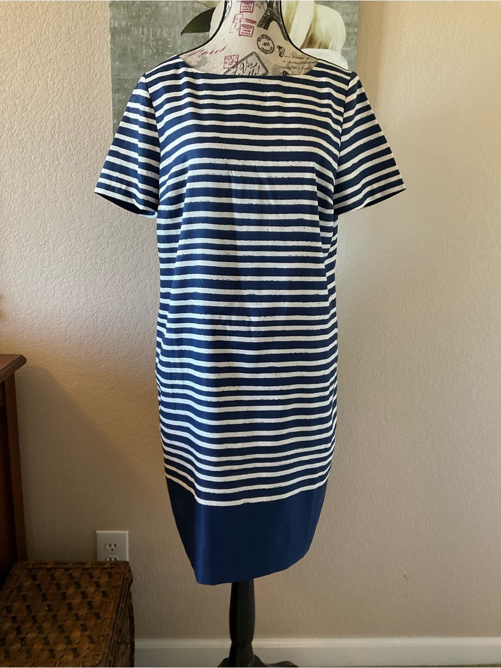 The Limited Navy & White Striped Midi Shift Dress